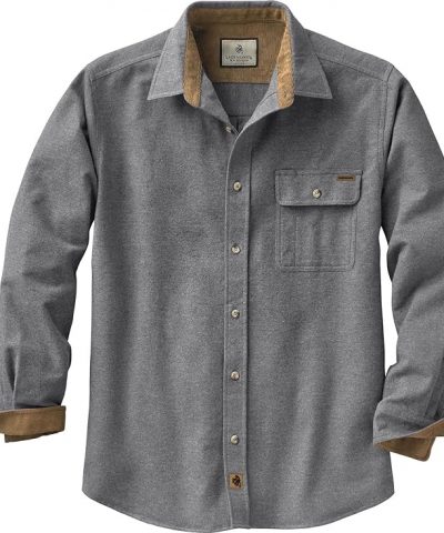 Men’s Buck Camp Flannel, Long Sleeve Plaid Button Down Casual Shirt, Corduroy Cuffs