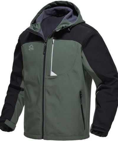 Men’s Lightweight Softshell Jacket Fleece Lined Hooded Water Resistant Winter Hiking Coats